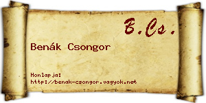 Benák Csongor névjegykártya